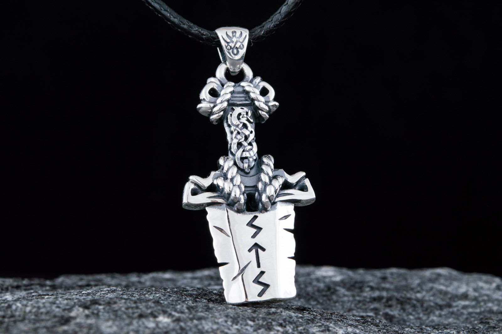 Pendentif Épée et Ornement — Argent 925