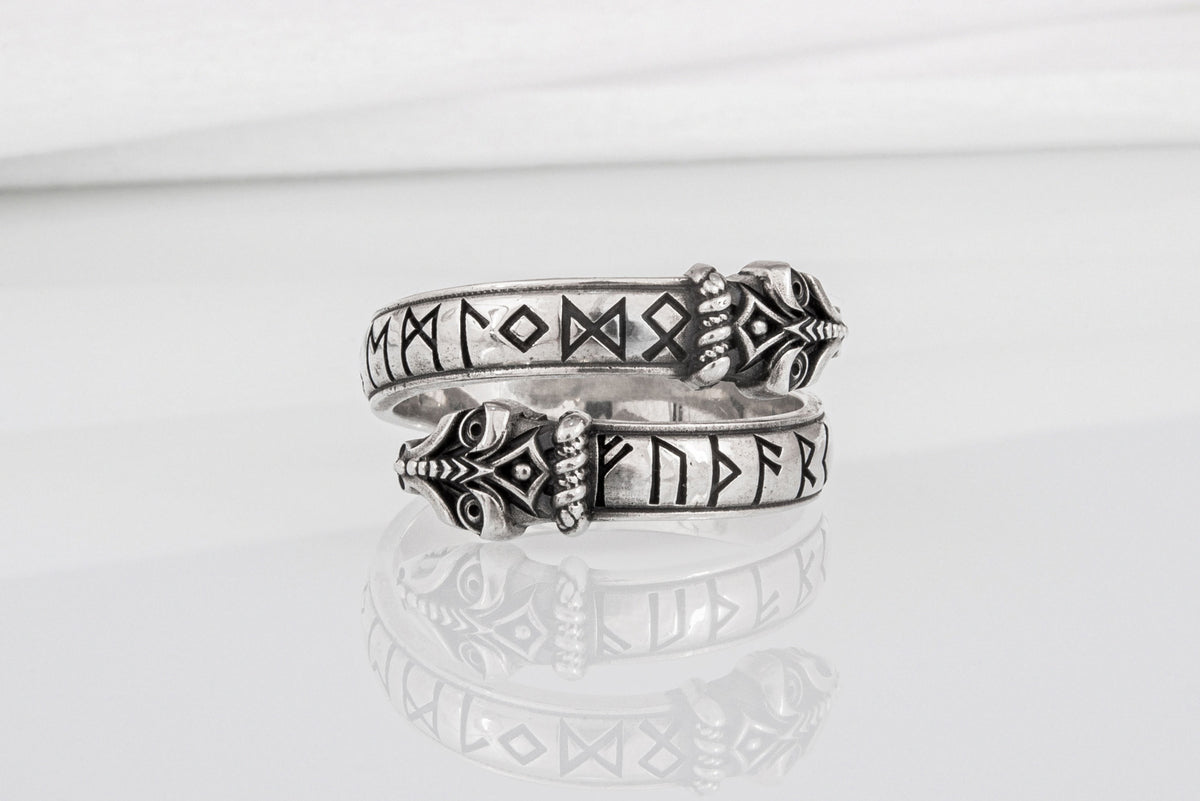 Bague Serpent et Futhark Ancien — Argent 925