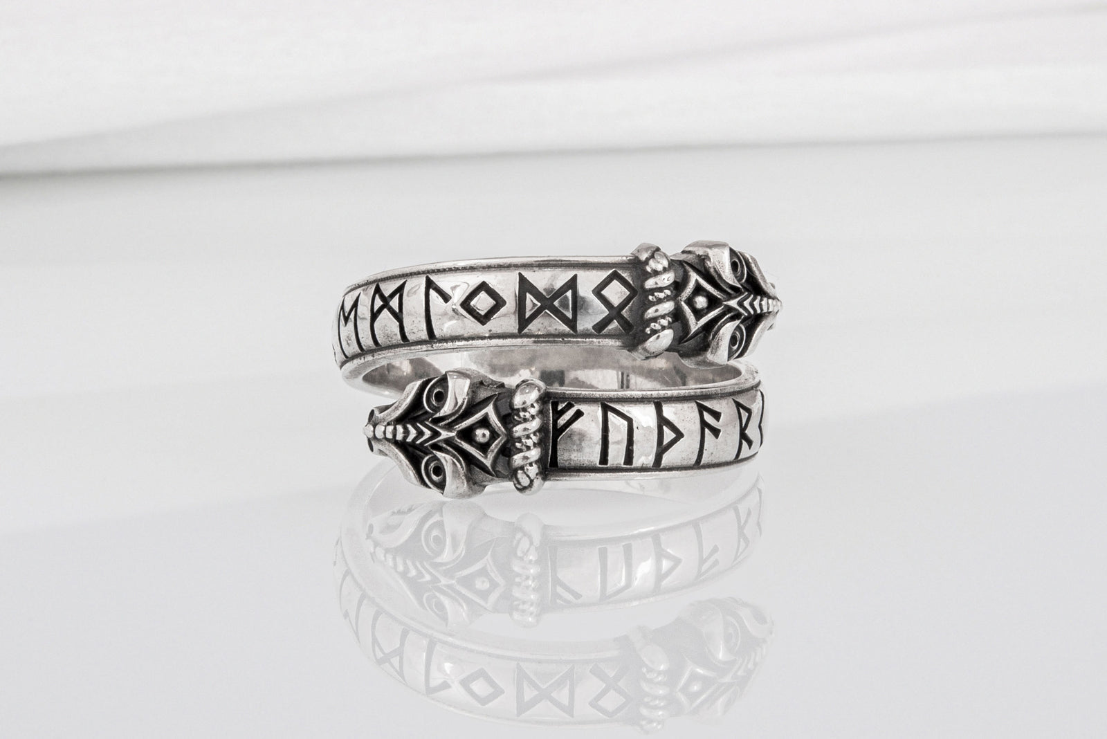 Bague Serpent et Futhark Ancien — Argent 925