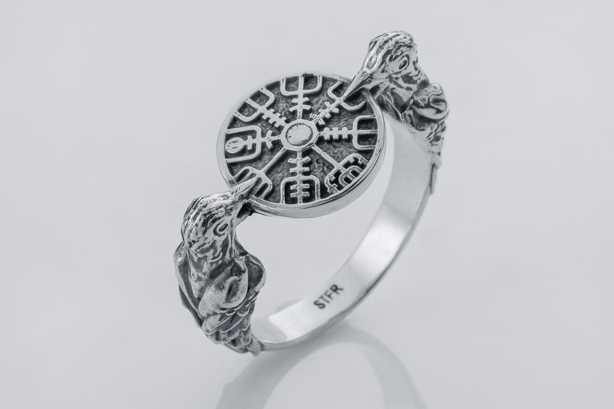 Bague Vegvisir et Hugin — Argent 925