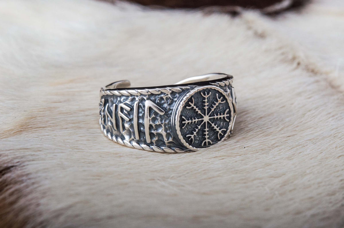Bague Aegishjalmur et Salut à Odin — Argent 925