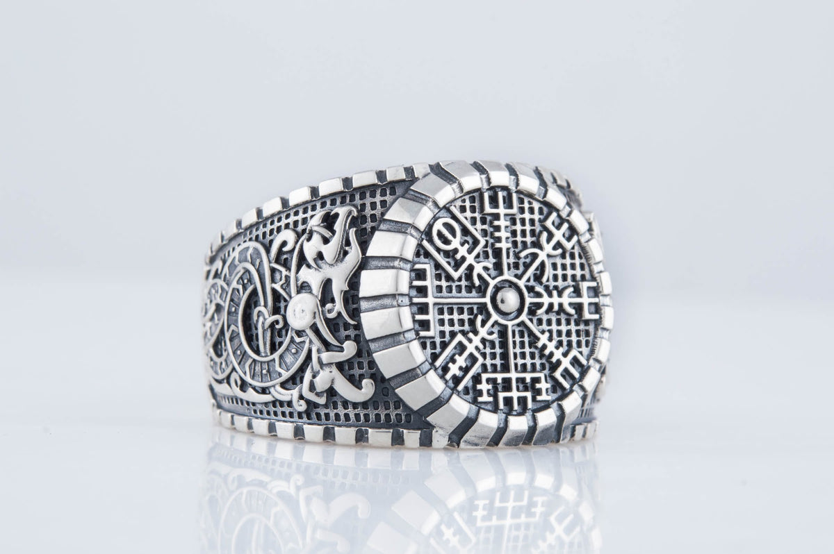 Bague Vegvisir et Ornement Massive — Argent 925