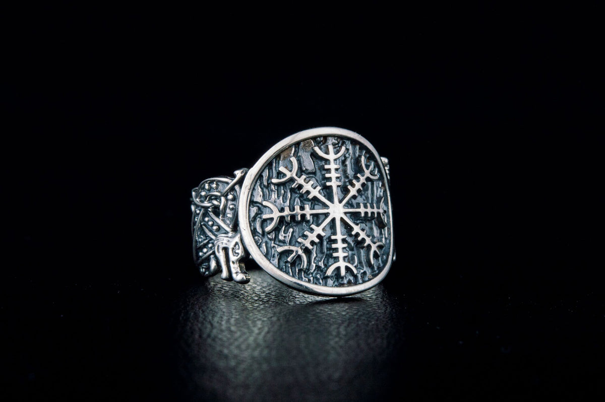Bague Aegishjalmur et Ornement Chevalière — Argent 925