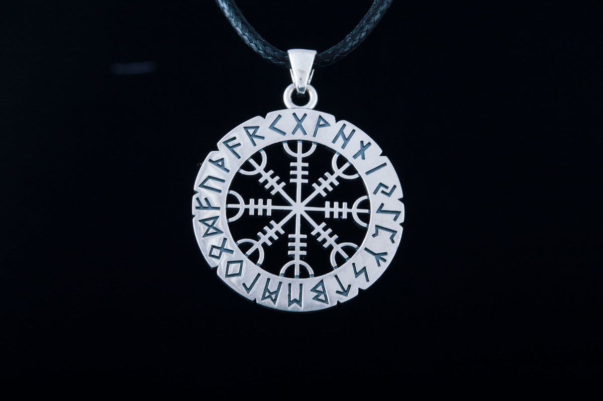Pendentif Aegishjalmur et Futhark Ancien — Argent 925