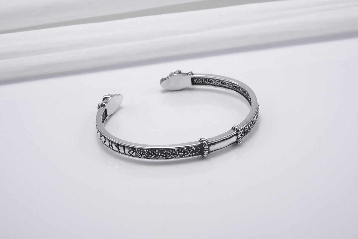 Bracelet Jörmungand et Futhark Ancien — Argent 925