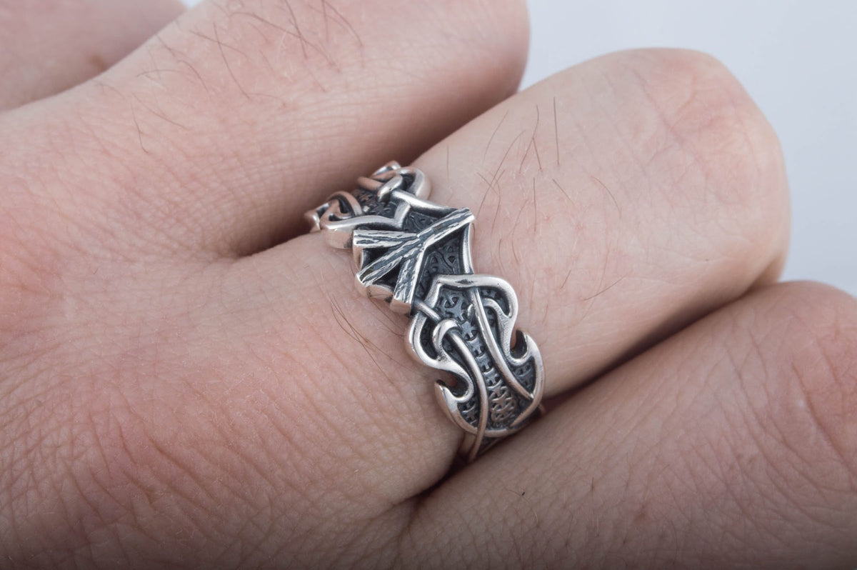 Bague Algiz et Rune — Argent 925