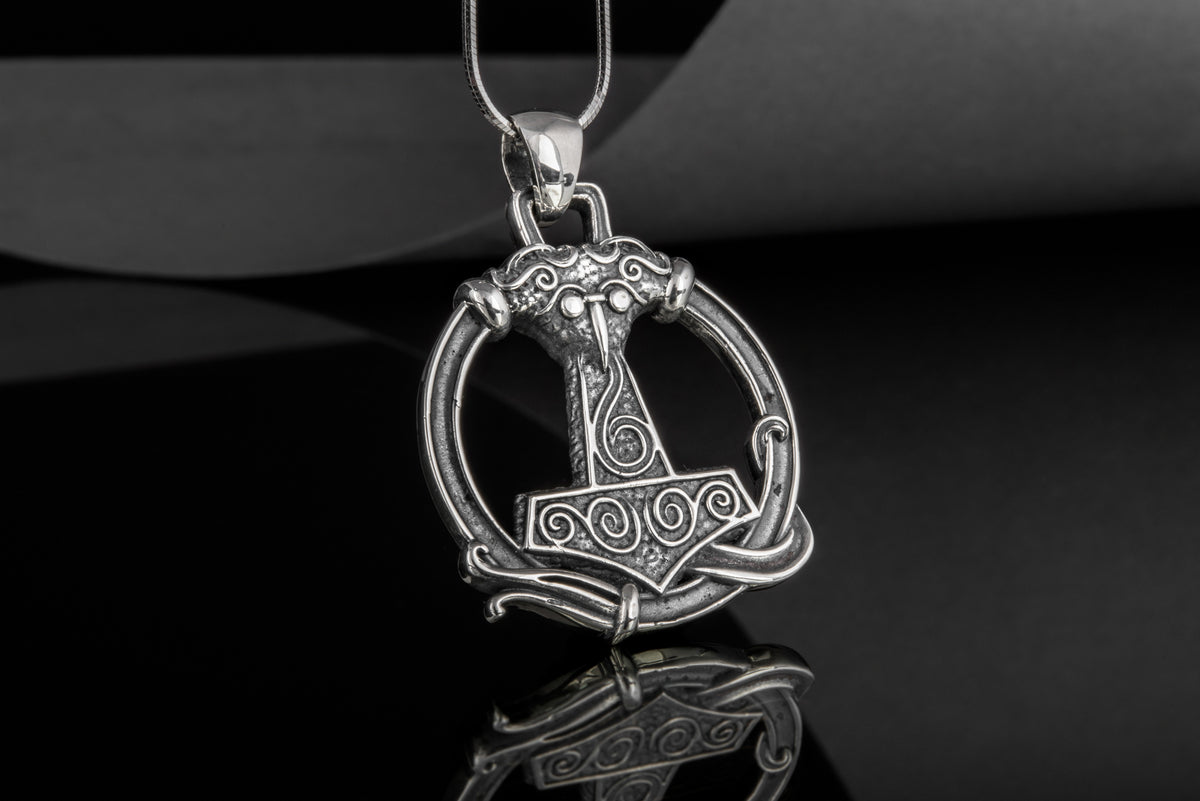 Pendentif Marteau de Thor et Ornement — Argent 925