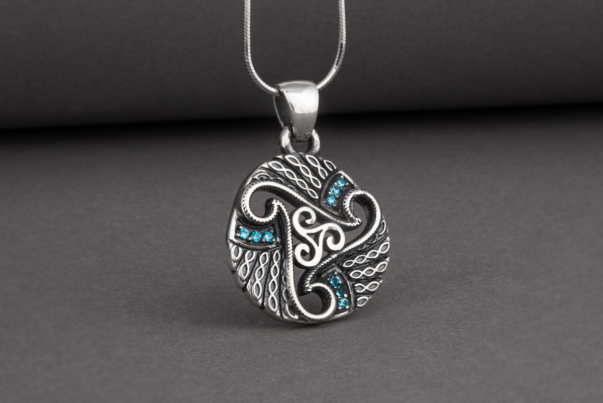 Pendentif Triskèle serti de pierres — Argent 925