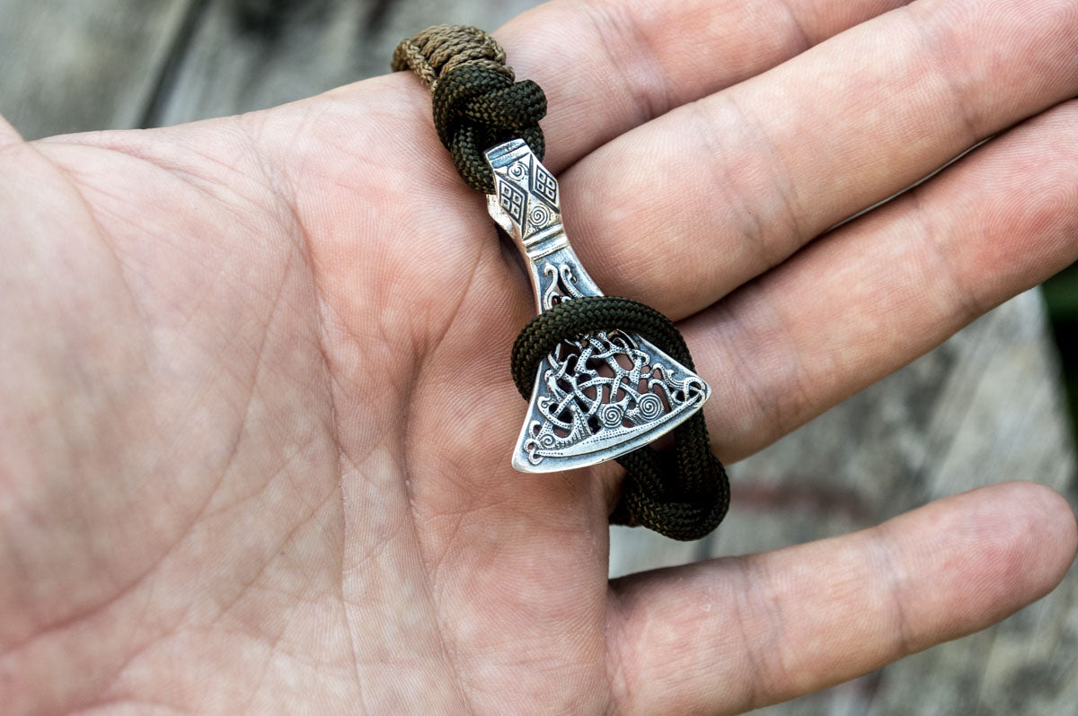 Bracelet Paracorde Hache Viking Bjorn — Argent 925