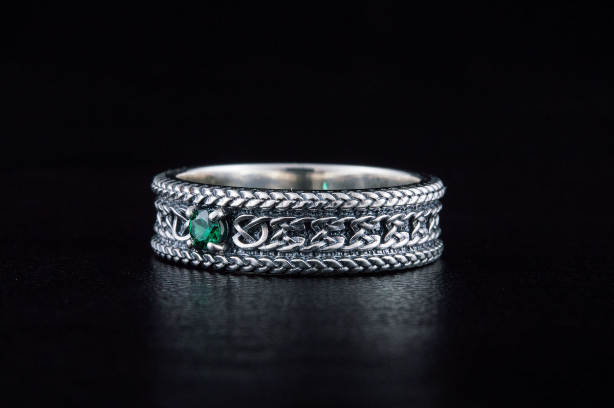 Bague Ornement sertie de pierres Anneau — Argent 925