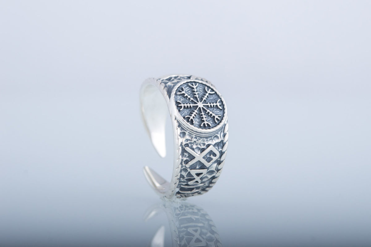 Bague Aegishjalmur et Salut à Odin — Argent 925