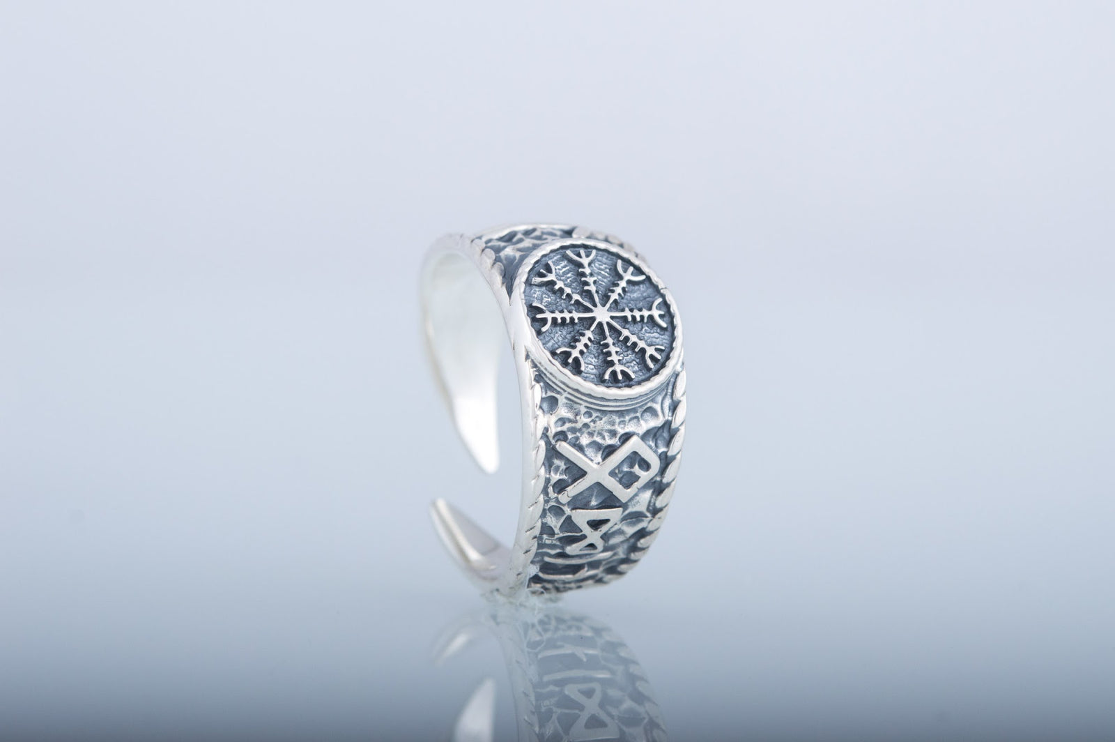 Bague Aegishjalmur et Salut à Odin — Argent 925