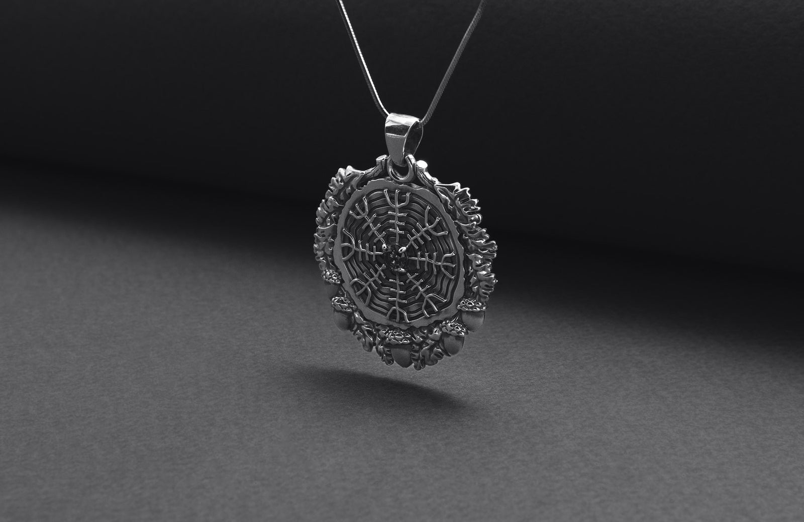 Pendentif Aegishjalmur et Bois — Argent 925