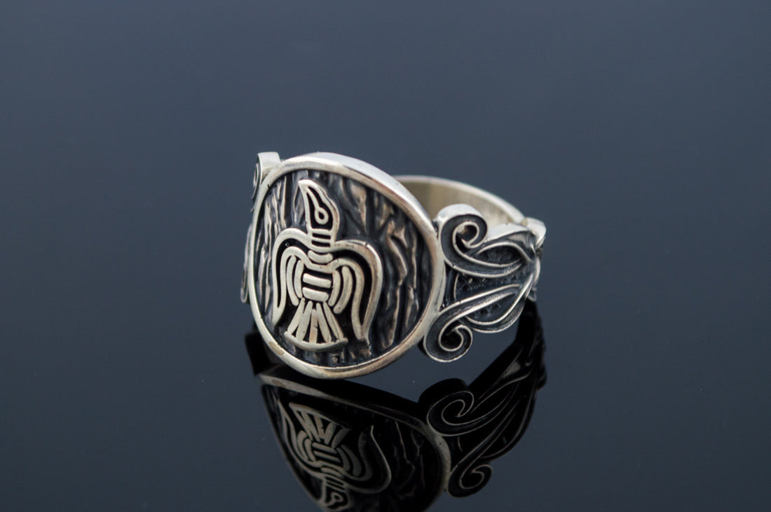 Bague Corbeau et Ornement — Argent 925