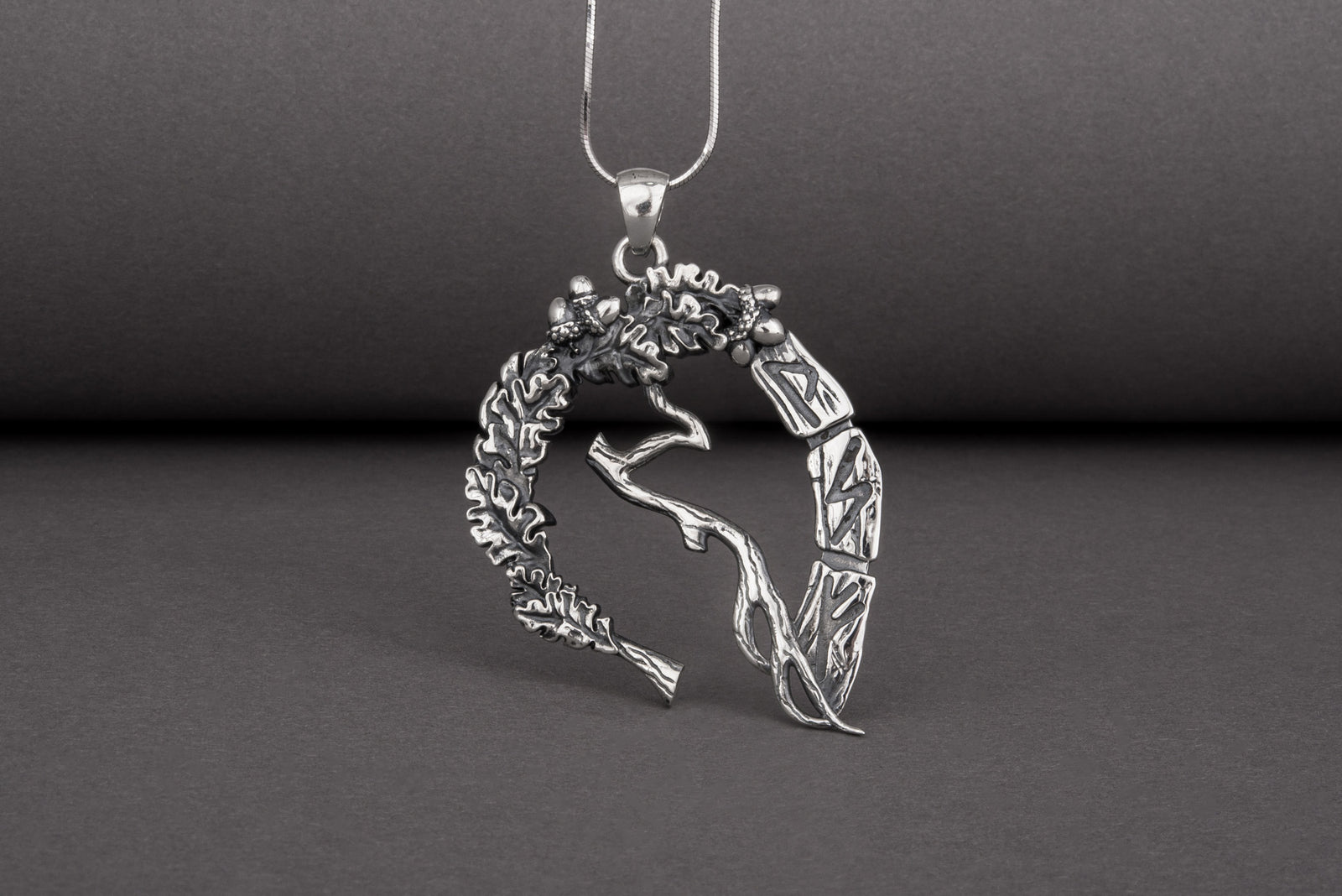 Pendentif Chêne et Feuillage — Argent 925
