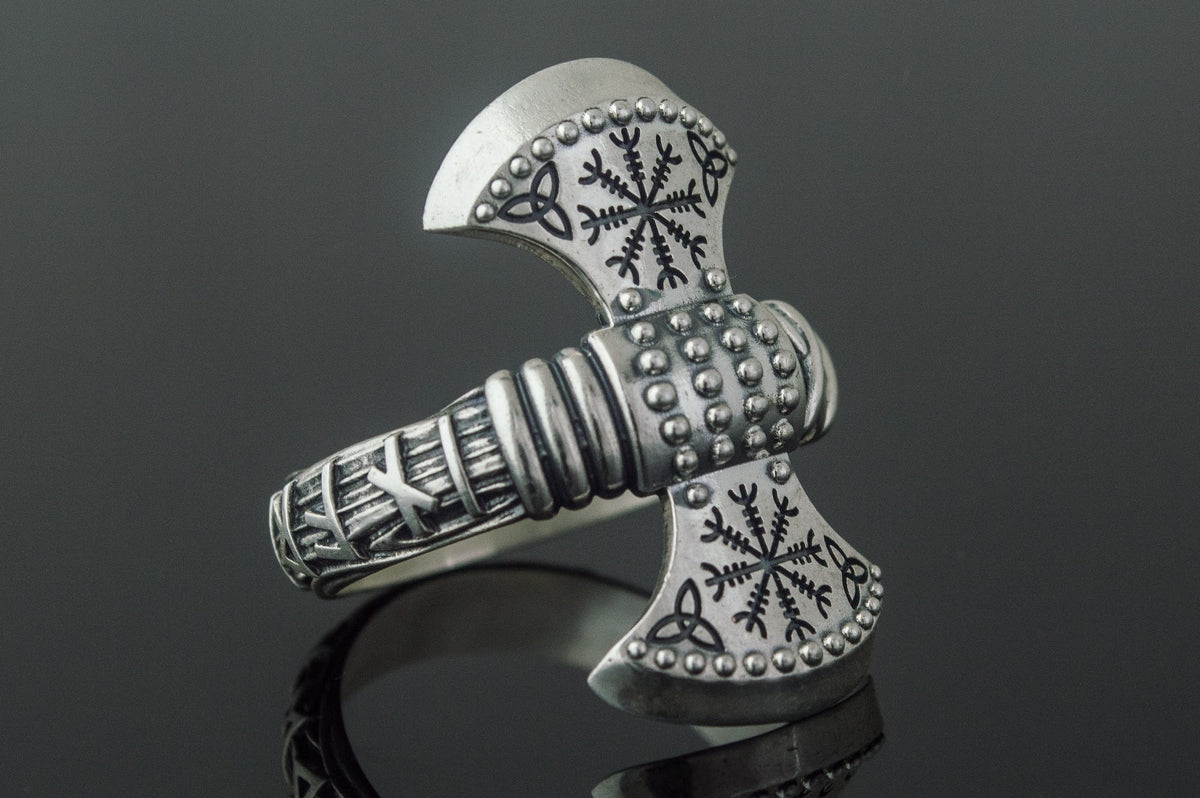 Bague Hache et Aegishjalmur — Argent 925