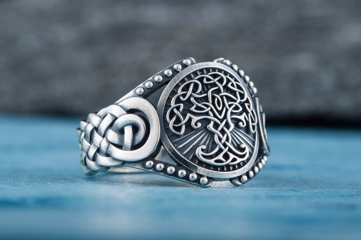 Bague Yggdrasil et Ornement Chevalière — Argent 925