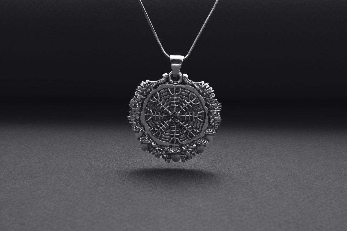 Pendentif Aegishjalmur et Bois — Argent 925