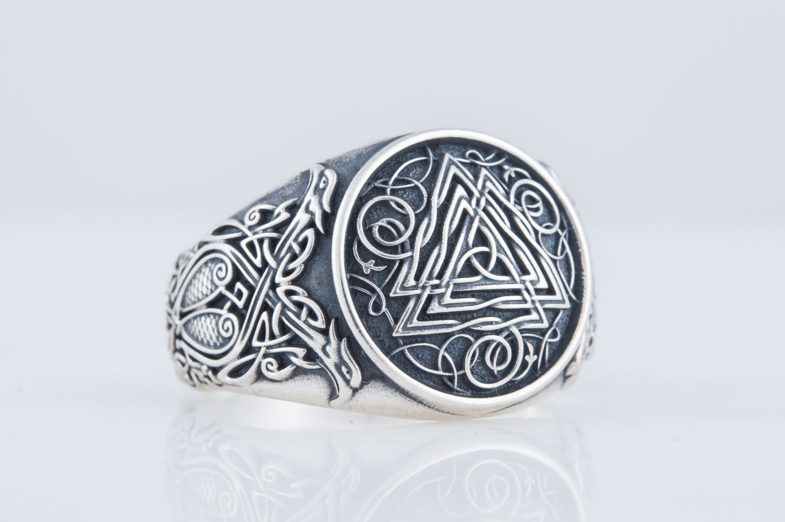Bague Valknut et Ornement Chevalière — Argent 925