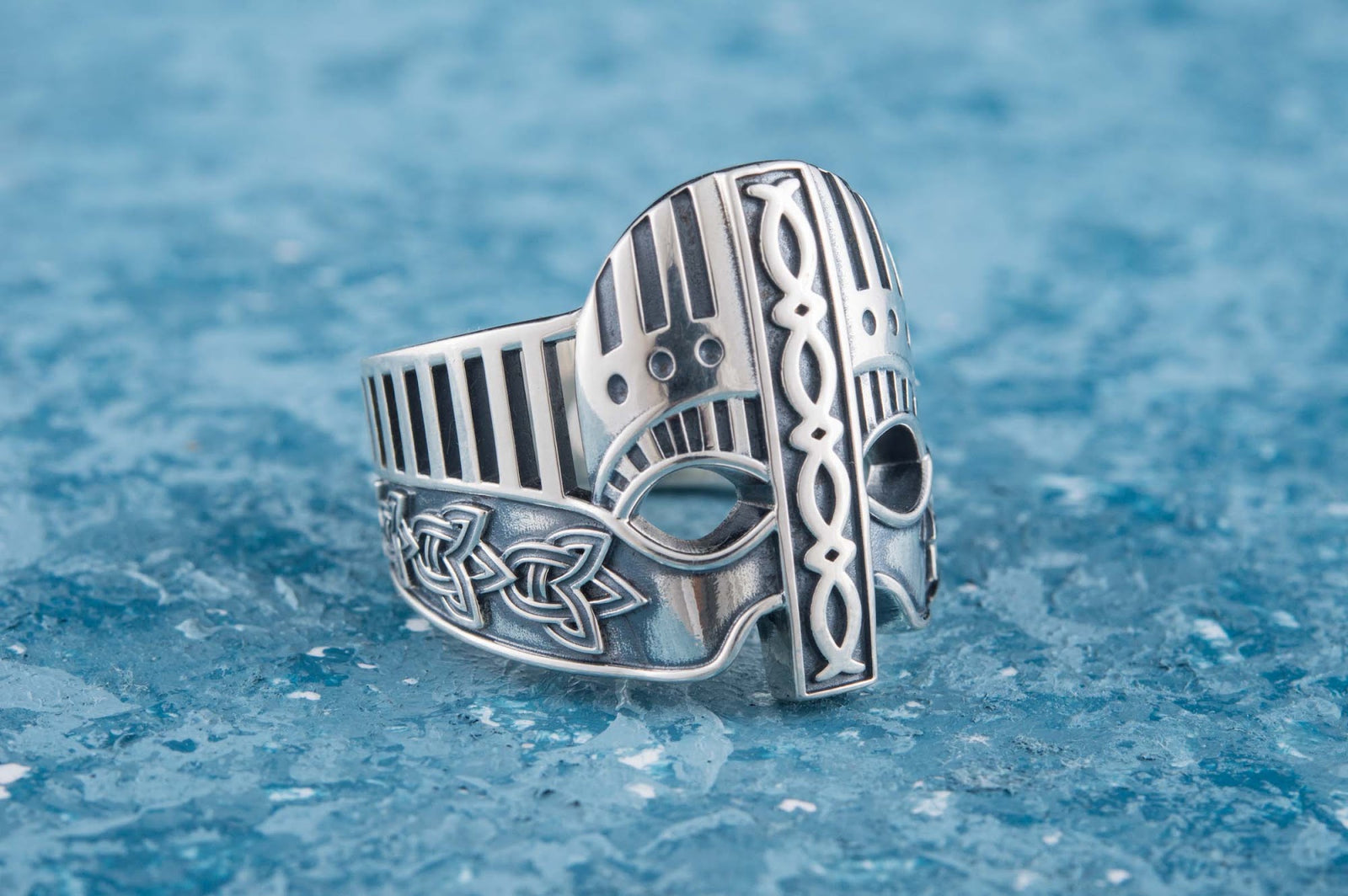 Bague Casque et Ornement — Argent 925