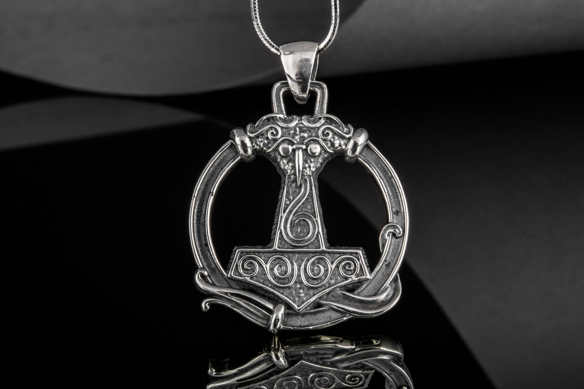 Pendentif Marteau de Thor et Ornement — Argent 925