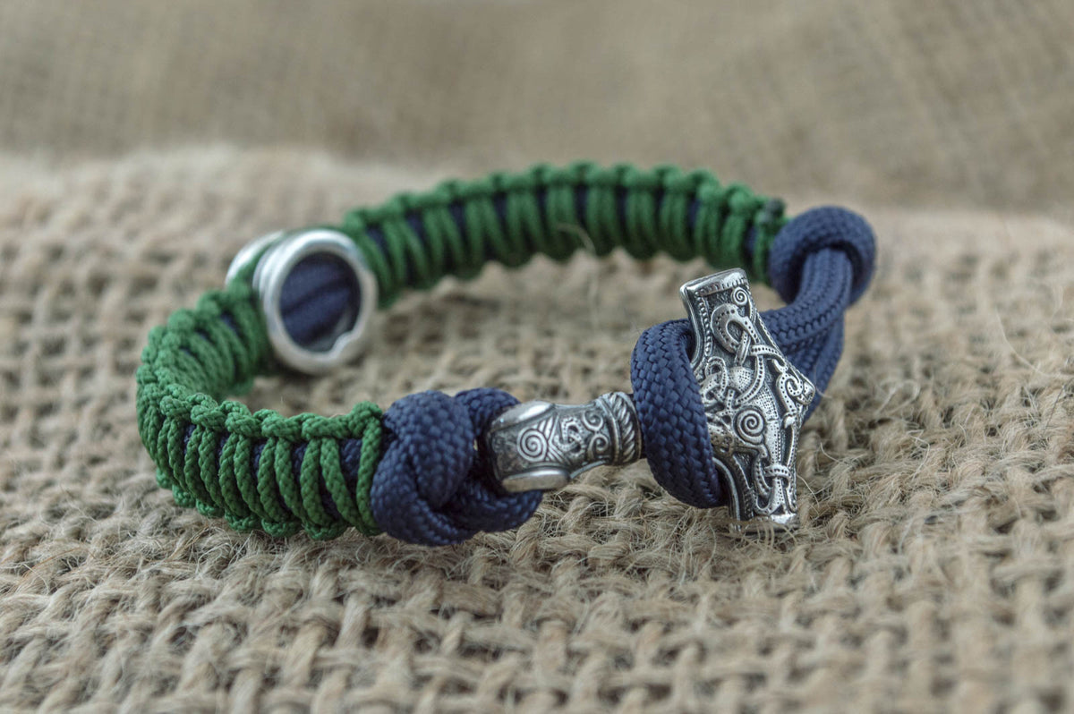 Bracelet Paracorde Marteau de Thor Rurik — Argent 925