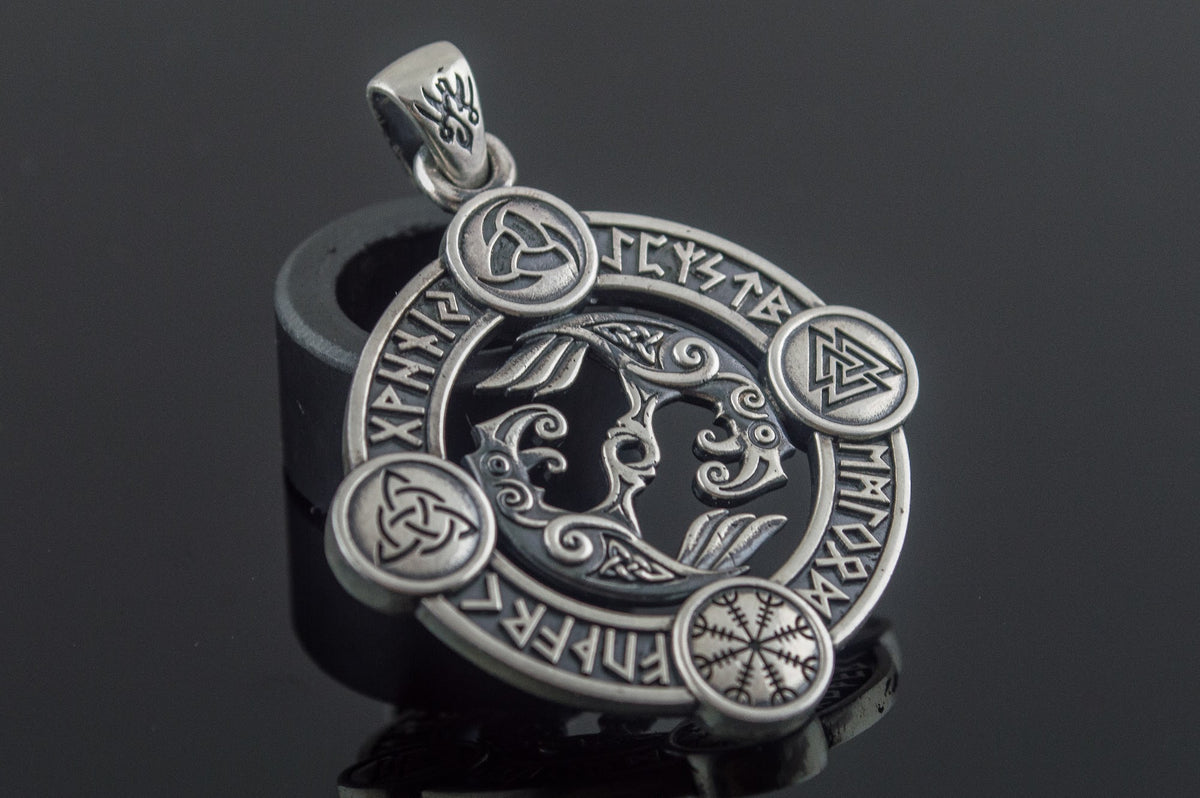 Pendentif Odin et Corbeau — Argent 925