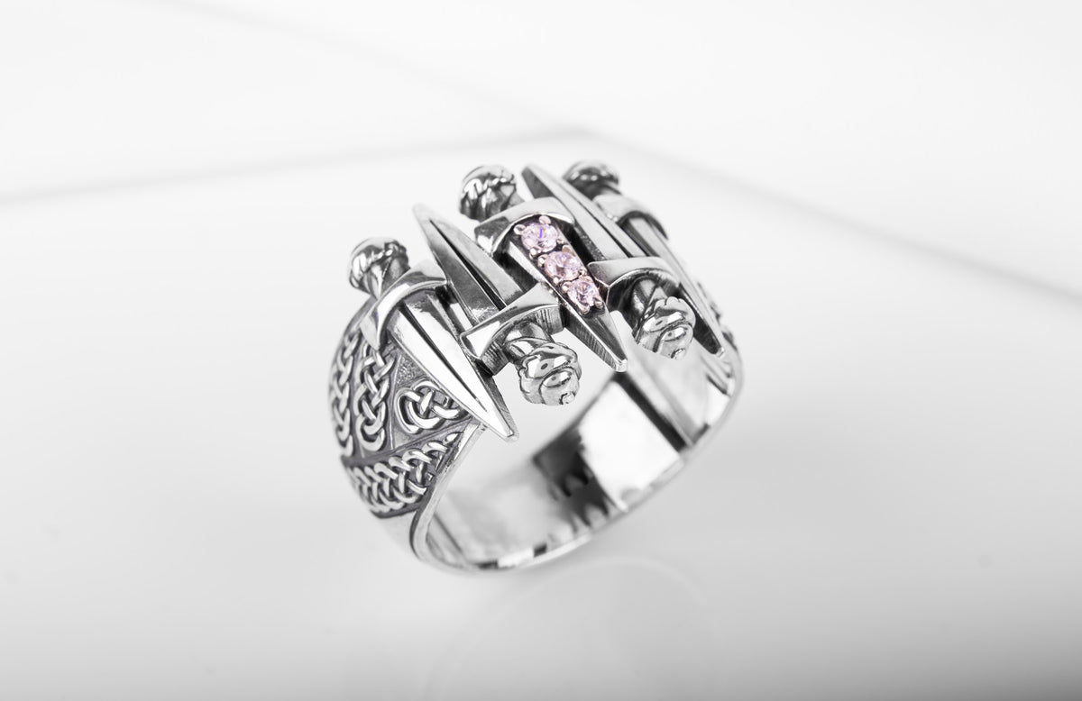 Bague Épée pierre transparente — Argent 925