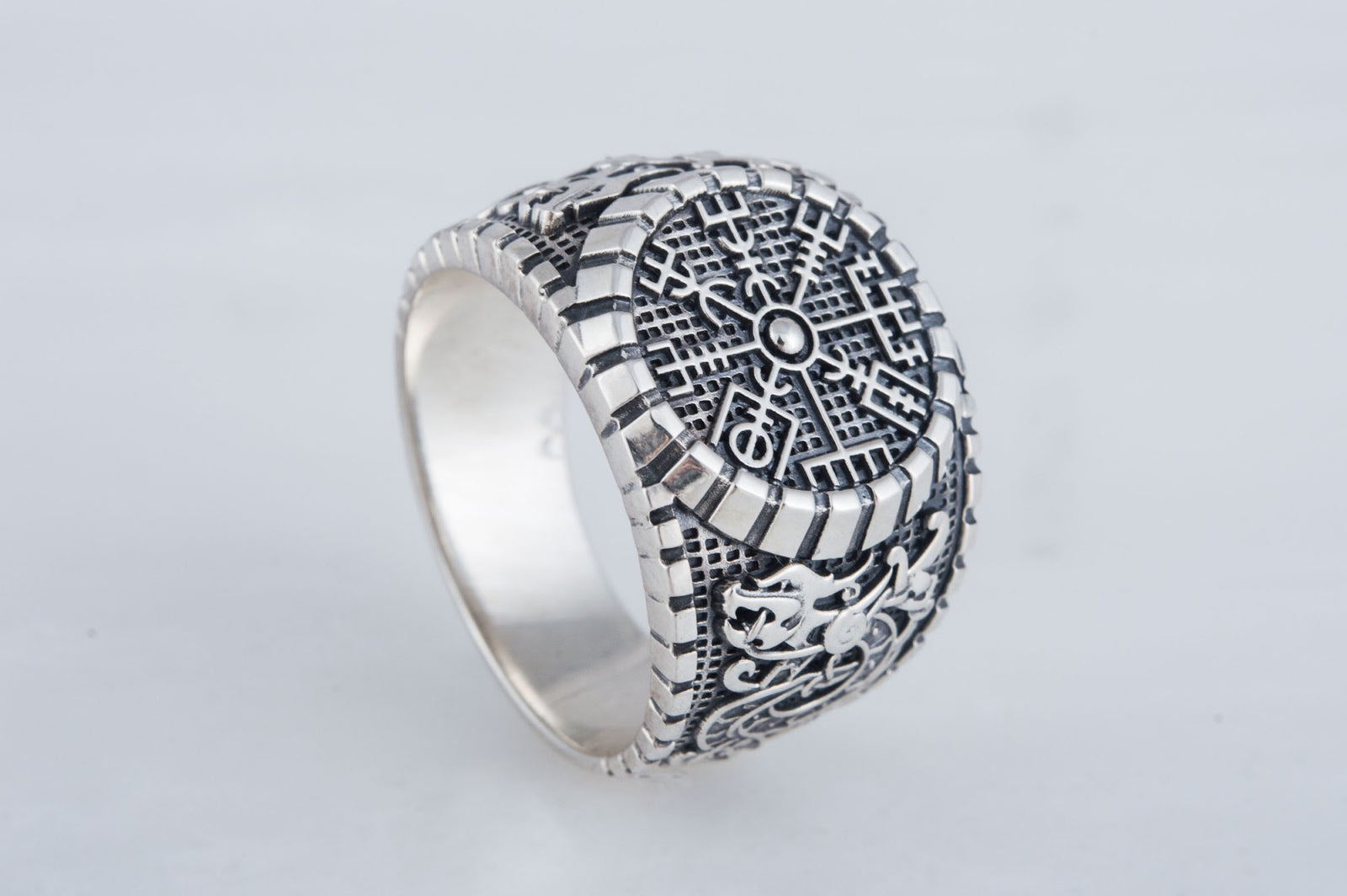 Bague Vegvisir et Ornement Massive — Argent 925