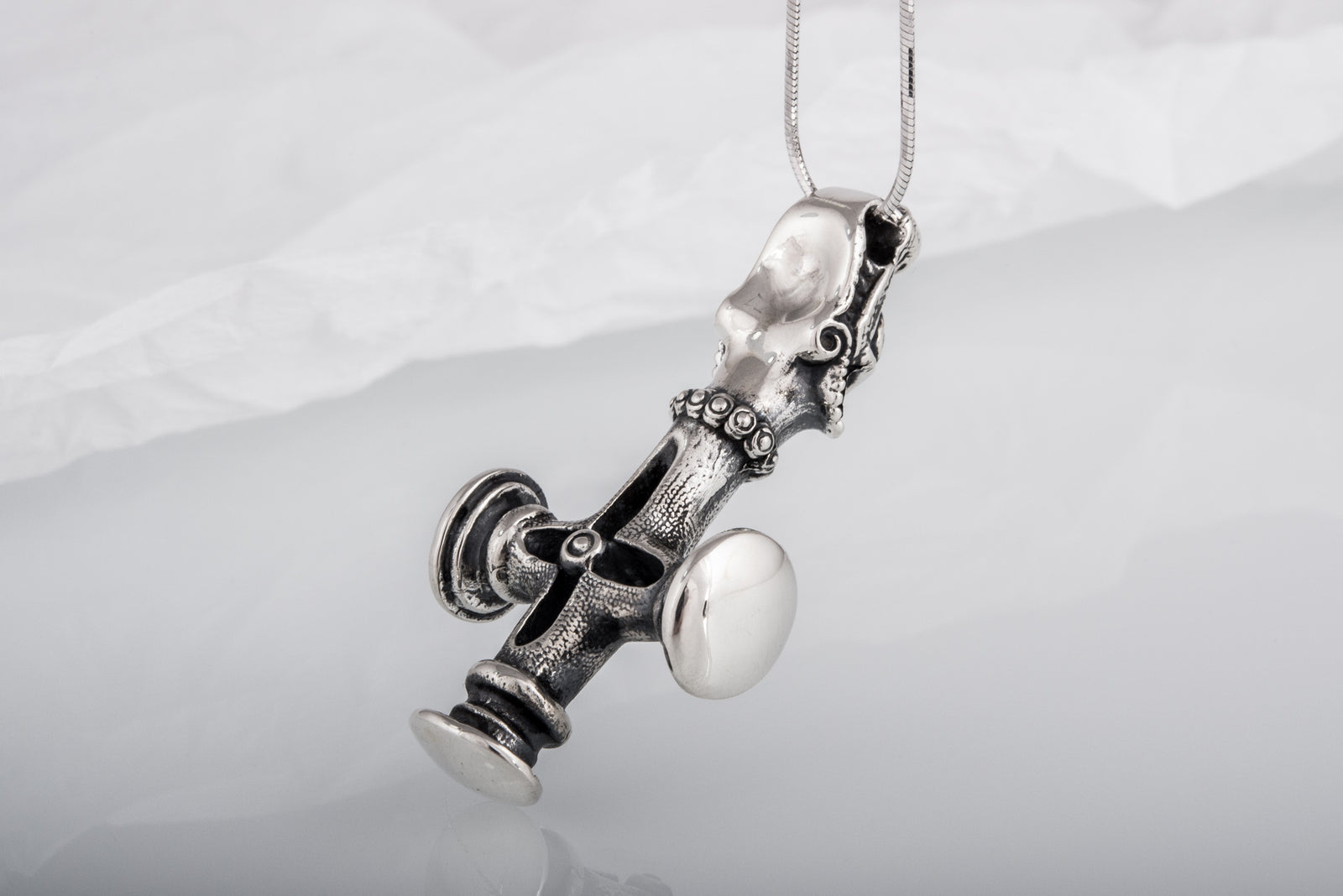 Pendentif Croix Mjölnir — Argent 925