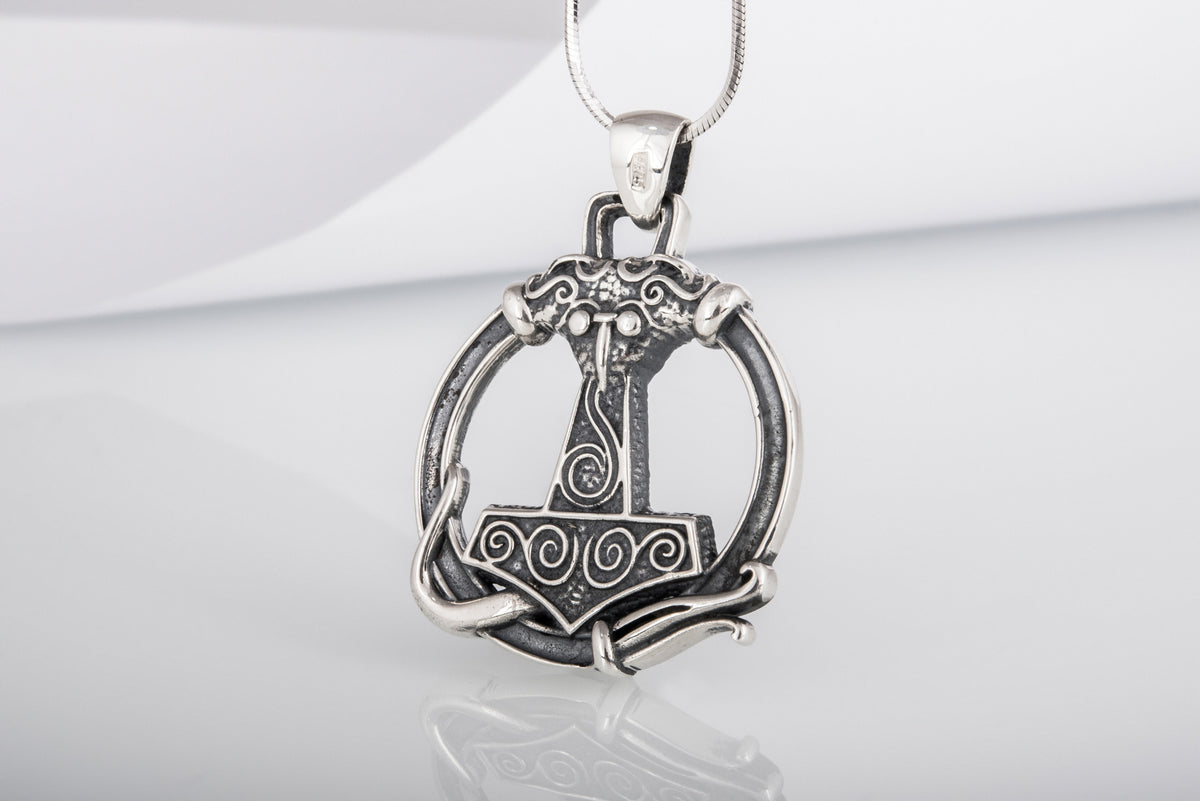 Pendentif Marteau de Thor et Ornement — Argent 925
