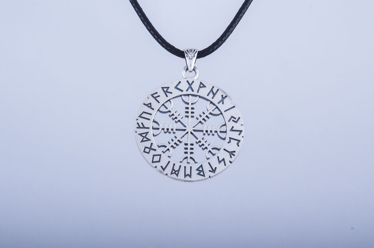 Pendentif Aegishjalmur et Futhark Ancien — Argent 925