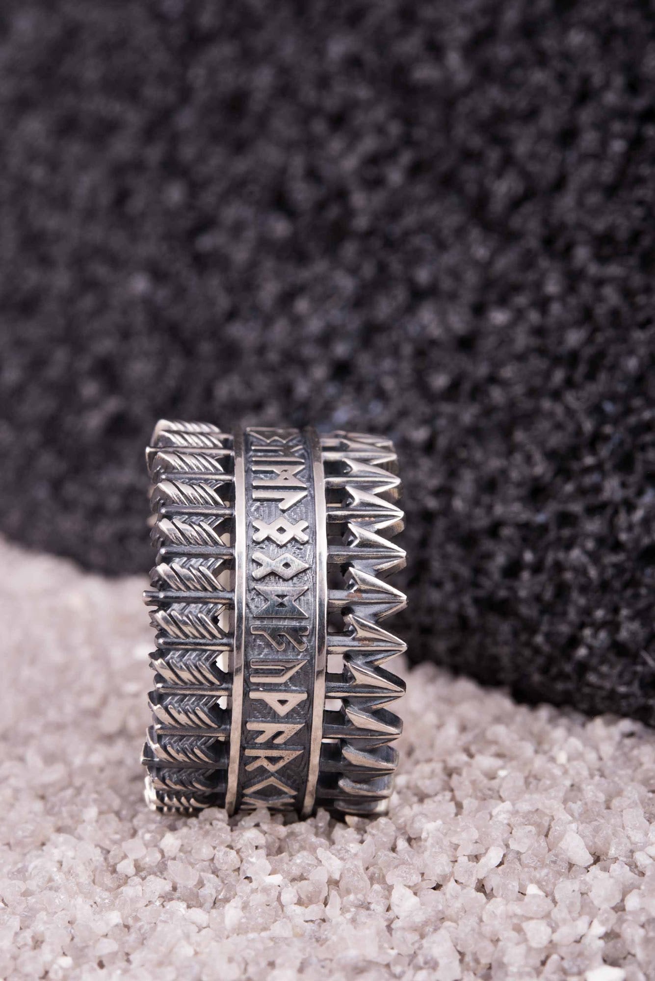 Bague Futhark Ancien et Runes Bjorn — Argent 925