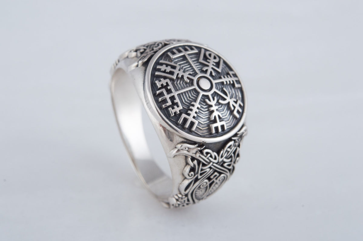 Bague Vegvisir et Ornement — Argent 925