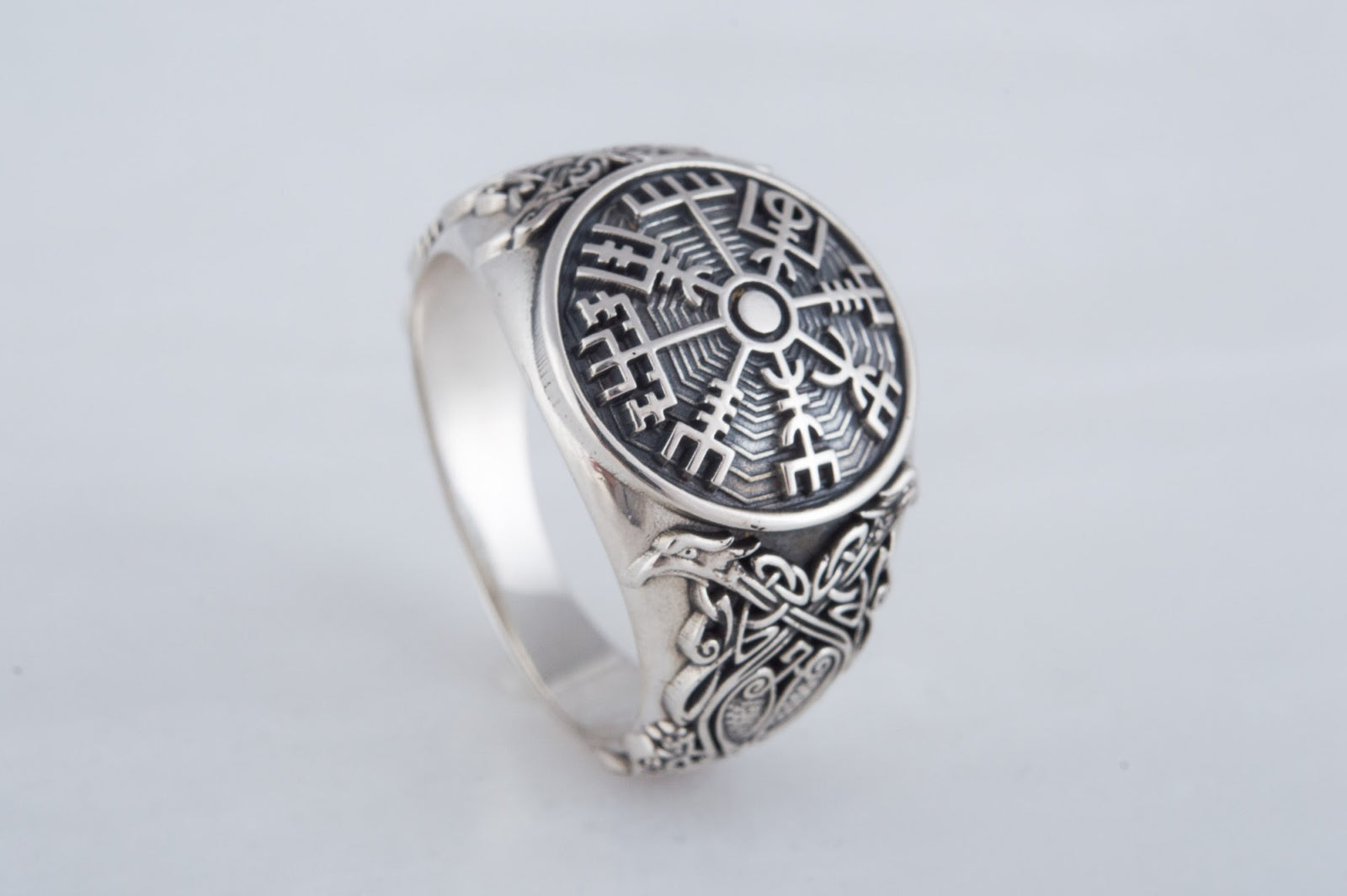 Bague Vegvisir et Ornement — Argent 925