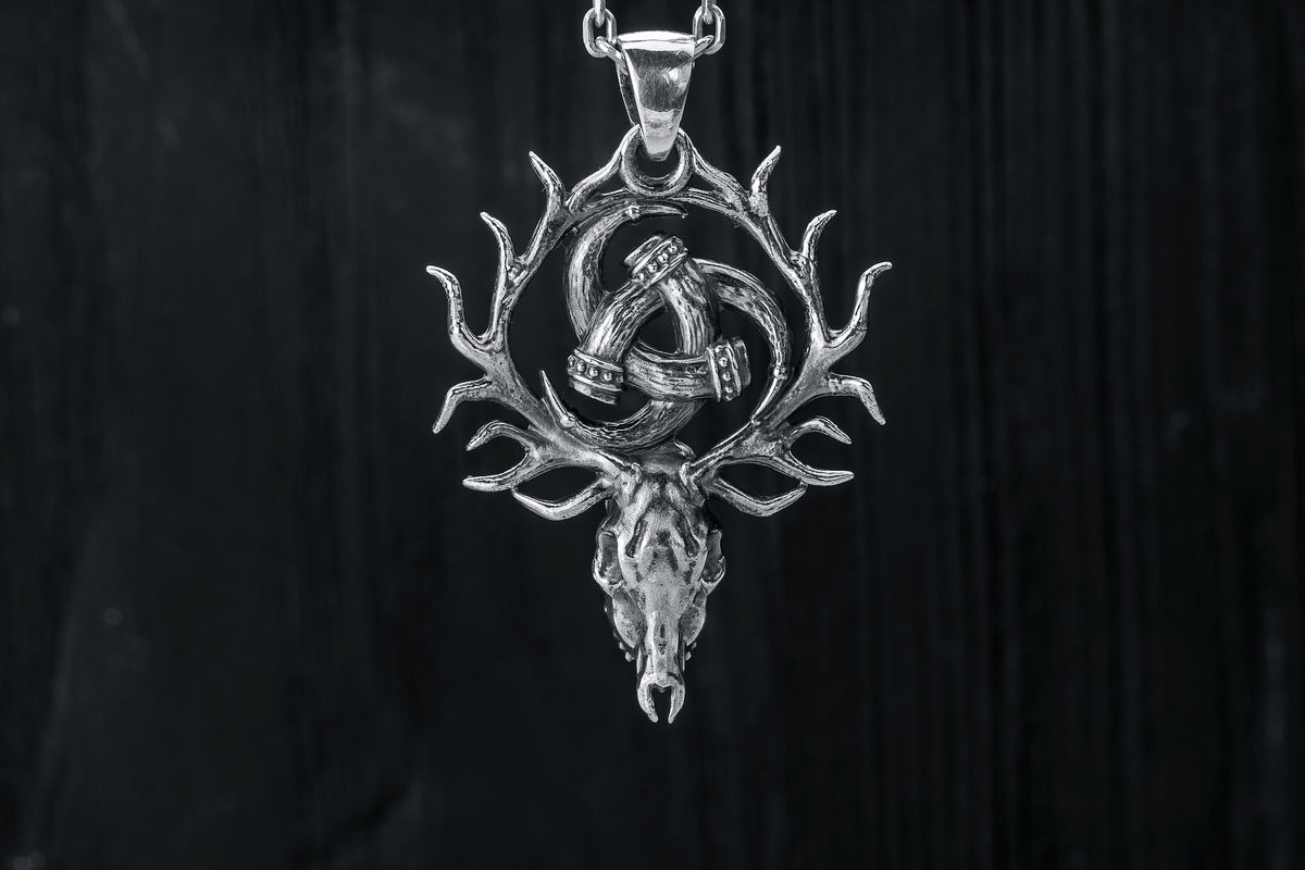 Pendentif Odin et Tête de Mort — Argent 925