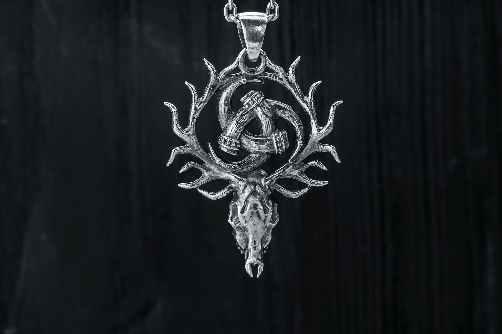 Pendentif Odin et Tête de Mort — Argent 925
