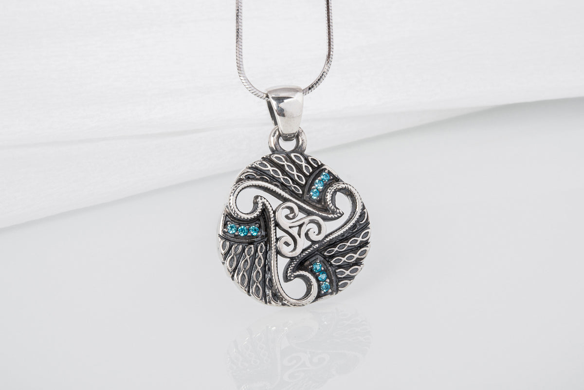 Pendentif Triskèle serti de pierres — Argent 925