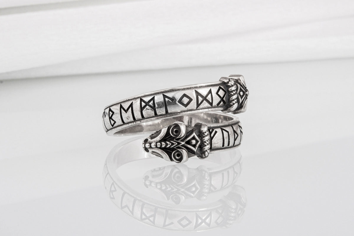 Bague Serpent et Futhark Ancien — Argent 925