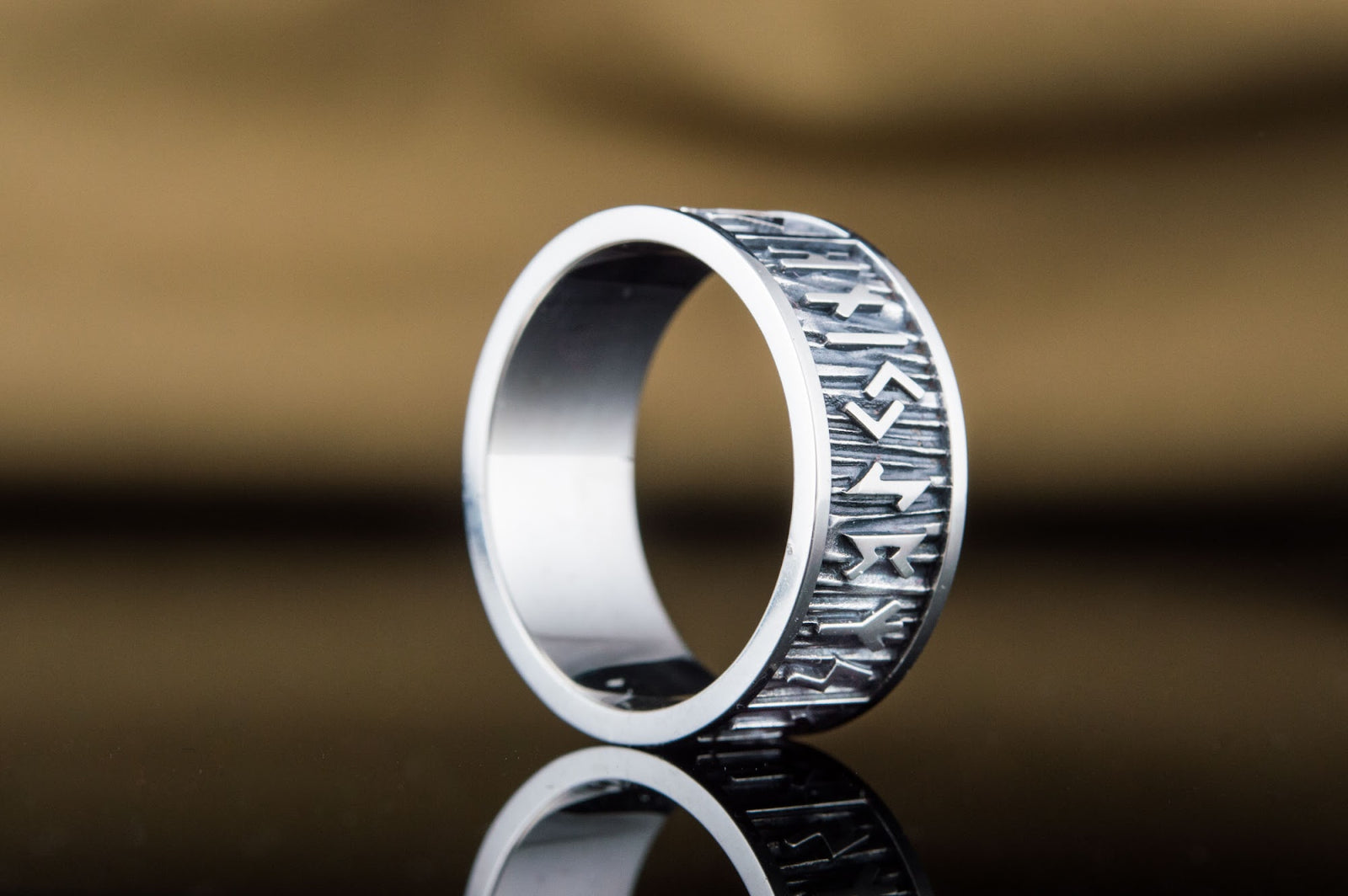 Bague Futhark Ancien et Runes Floki — Argent 925