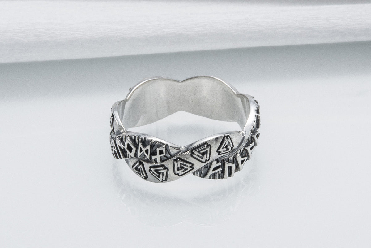 Bague Futhark Ancien et Valknut — Argent 925