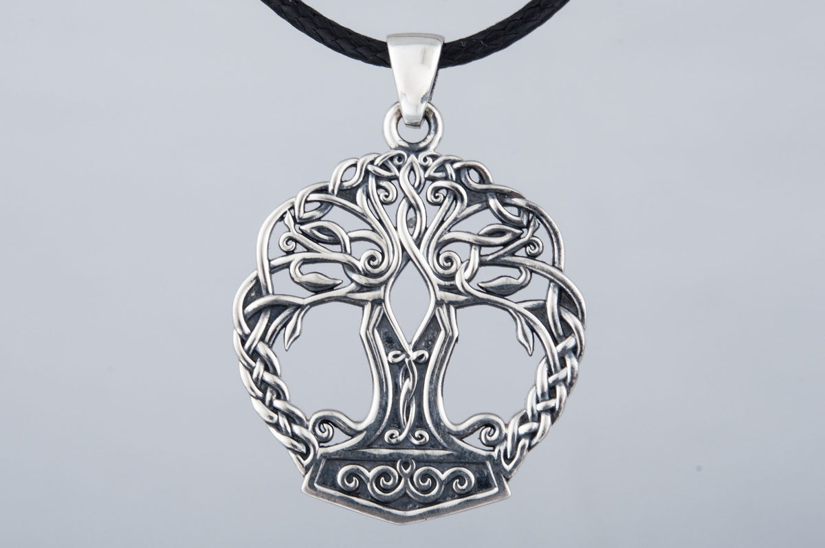 Pendentif Yggdrasil et Mjölnir — Argent 925