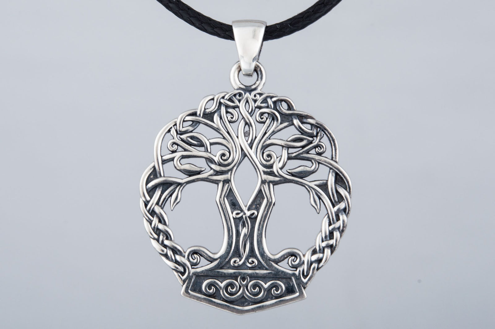 Pendentif Yggdrasil et Mjölnir — Argent 925