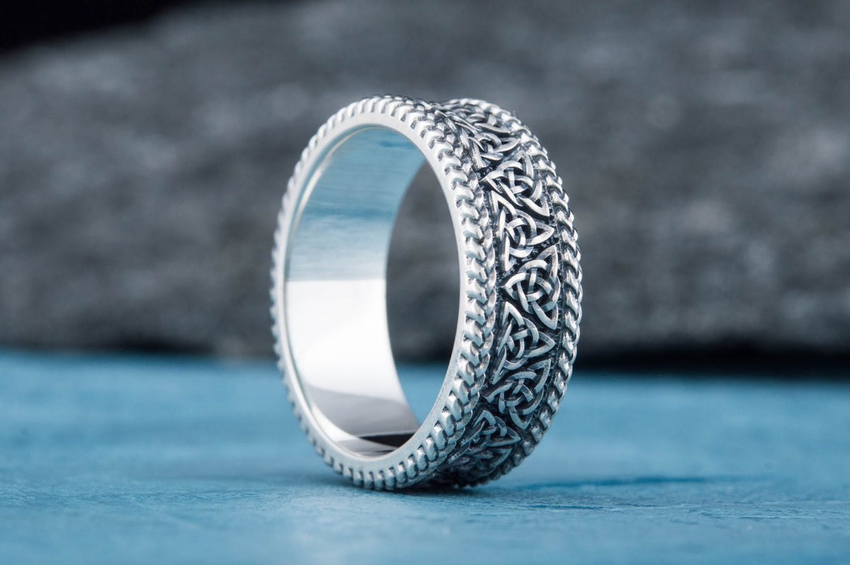 Bague Triquetra et Ornement — Argent 925