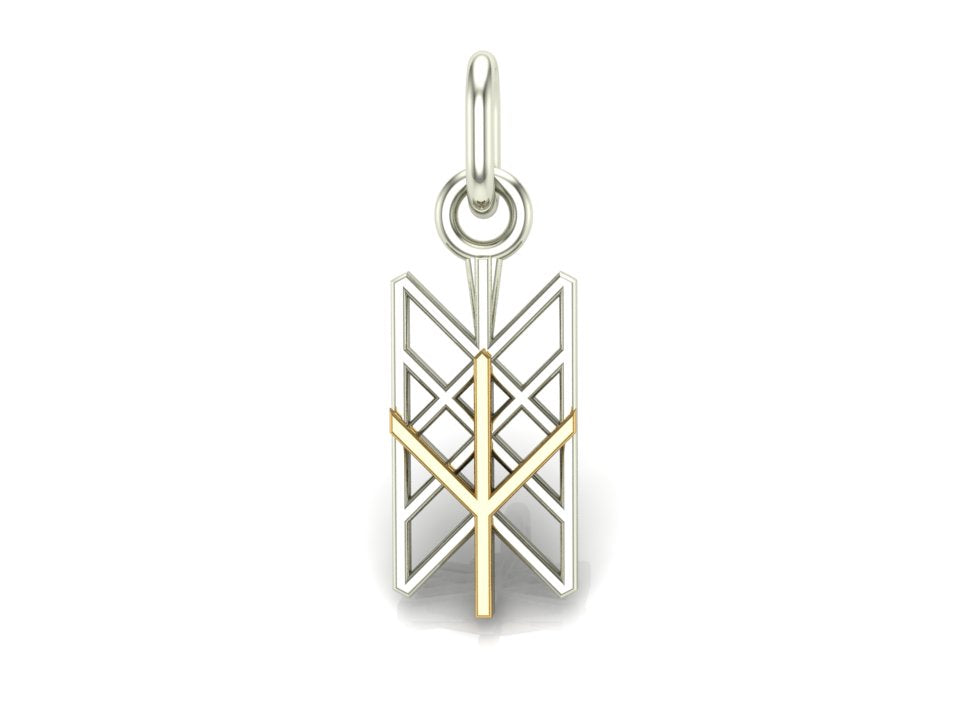 Pendentif Algiz et Rune Miniature — Argent 925