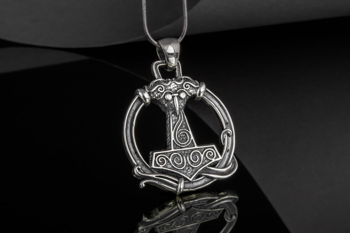 Pendentif Marteau de Thor et Ornement — Argent 925