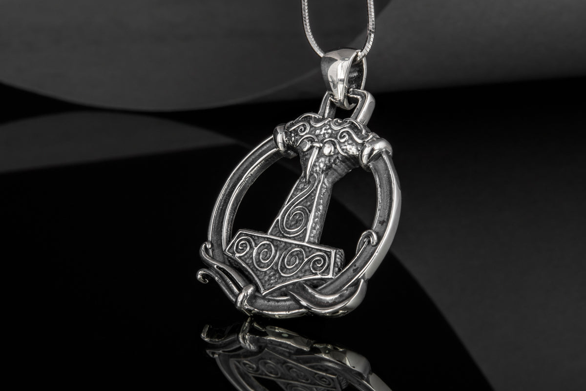 Pendentif Marteau de Thor et Ornement — Argent 925