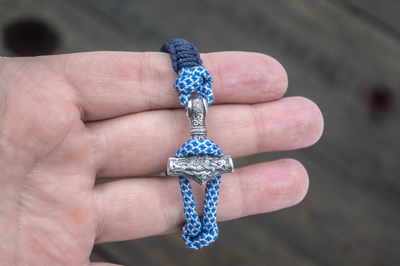 Bracelet Paracorde Marteau de Thor Astrid — Argent 925