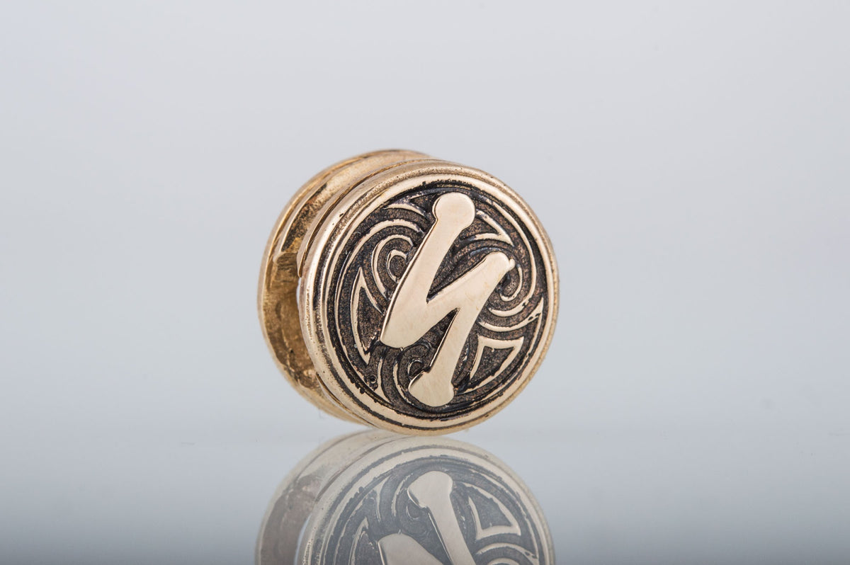 Perle de Barbe Médaillon Rune Sowilo — Bronze