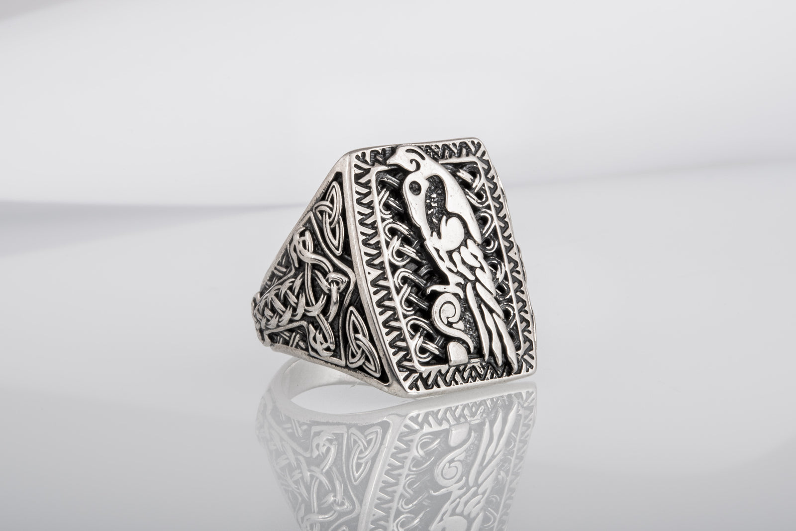 Bague Ornement et Corbeaux — Argent 925